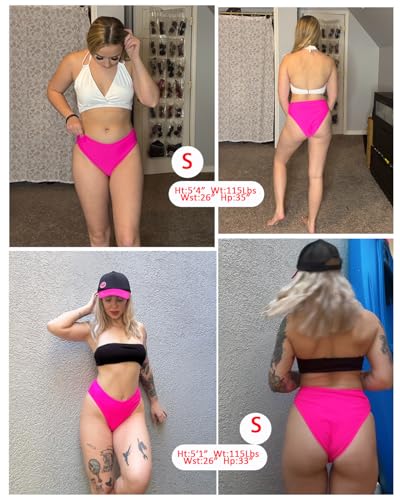 Image of Zmart Women V Cut Cheeky Bikini Bottoms - Mid Waist High Cut Swim Bathing Suit Bottoms V Front Swimsuit