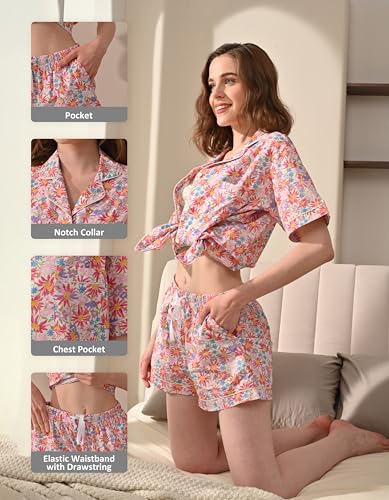 Image of NAP BOUND 100% Cotton Pajamas for Women 2 Piece PJs Set Long Sleeve Button Down Breathable Woven Sleepwear Loungewear XS-XXL