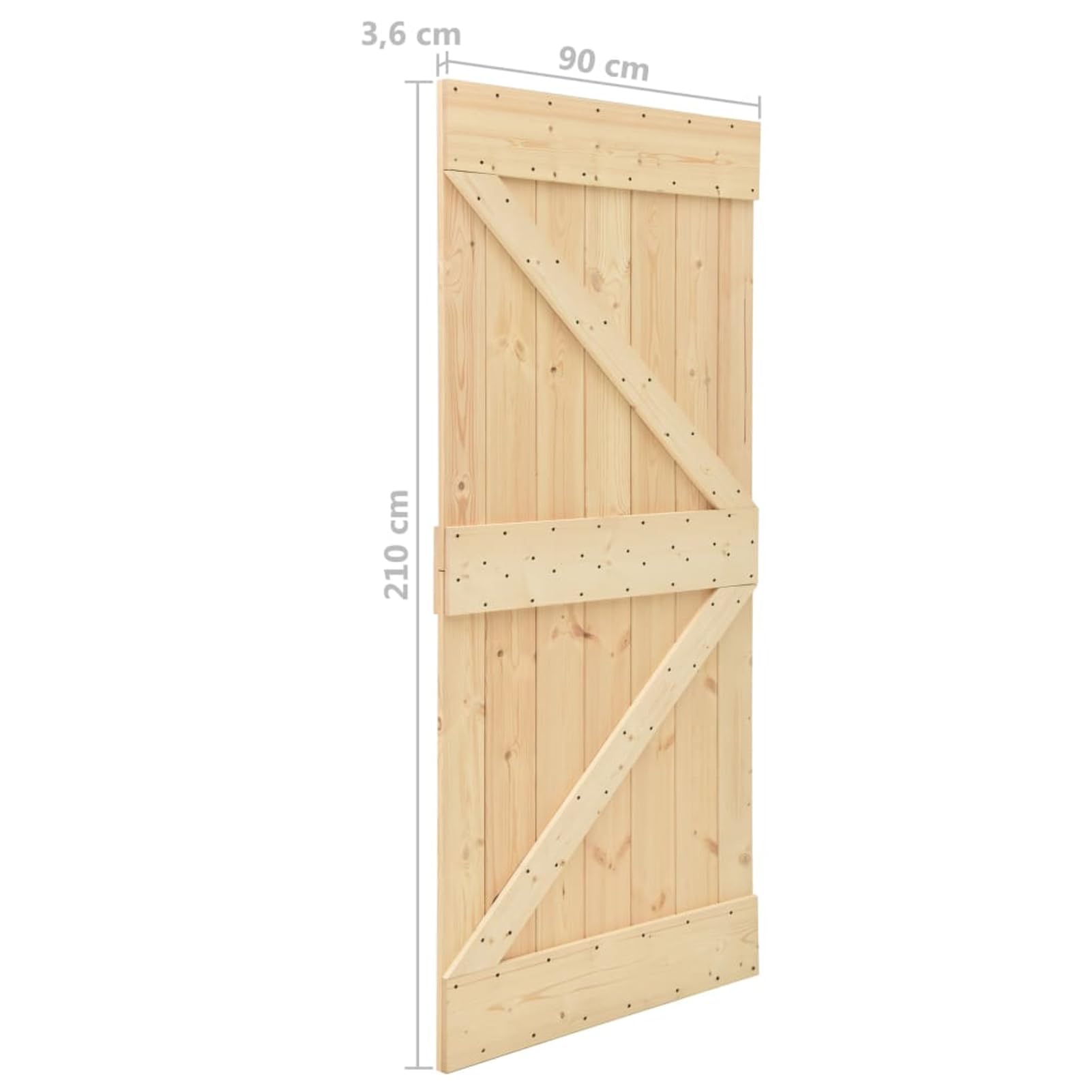 Homgoday Porta Scorrevole in Legno, Ingresso Casa, Bagno, Soggiorno, Porta Stalla, 90 x 210 cm, Legno Massello di Pino
