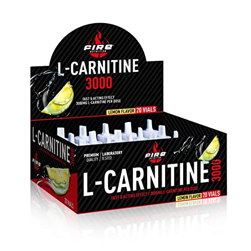 Fire Nutrition - L-Carnitine 3000 20 Viales Limon - Ayuda al cuerpo a producir Energía, Mejorar el Rendimiento Deportivo y Perder Peso