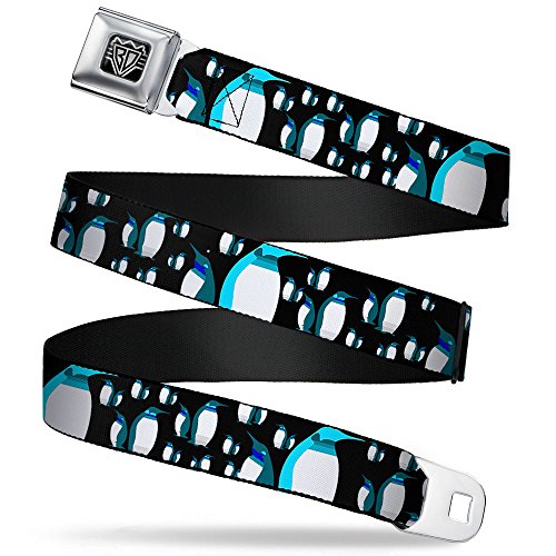 Cinturón de seguridad con pingüinos grises y azules de 2.5 cm ajustable