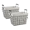 DII Metal Farmhouse Lined Basket Contemporary Storage Container Ticking Stripe Assorted