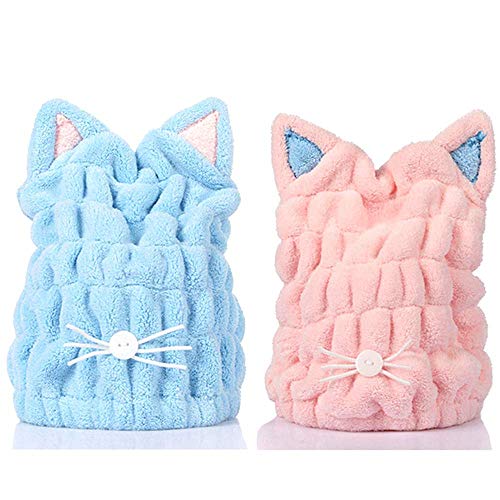 ACCOCO Toallas de Baño 2 pcs Turbante del Abrigo de Pelo Secado Rápido de Microfibra Suave Absorbentes de Agua Pelo Seco Capucha Bañera Ducha Toalla Turbante