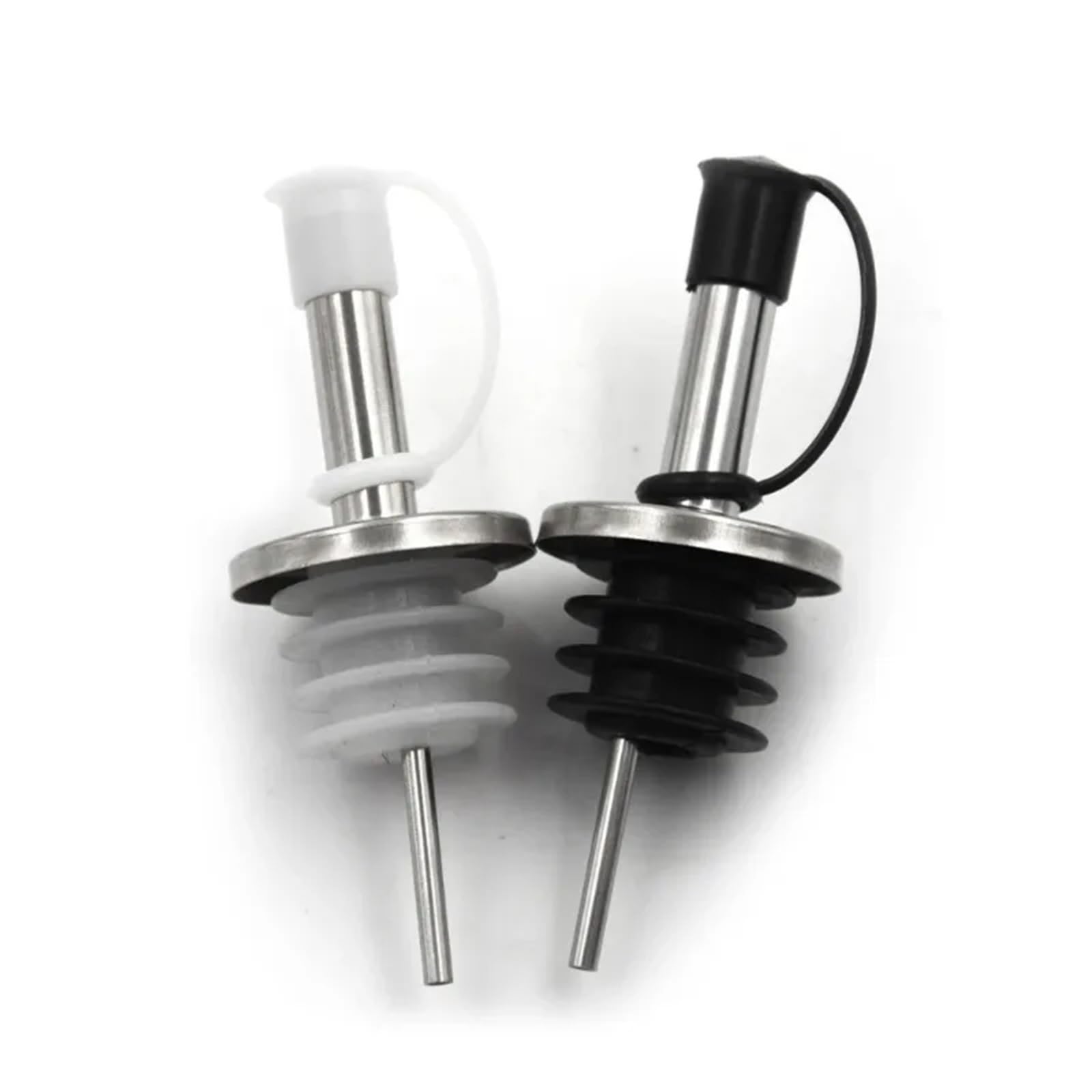 Bouchons à vin 30 pièces verseur de bec bouteille d'huile en acier inoxydable avec bouchon flacon liège distributeur d' for garder le Champagne frais(Black)