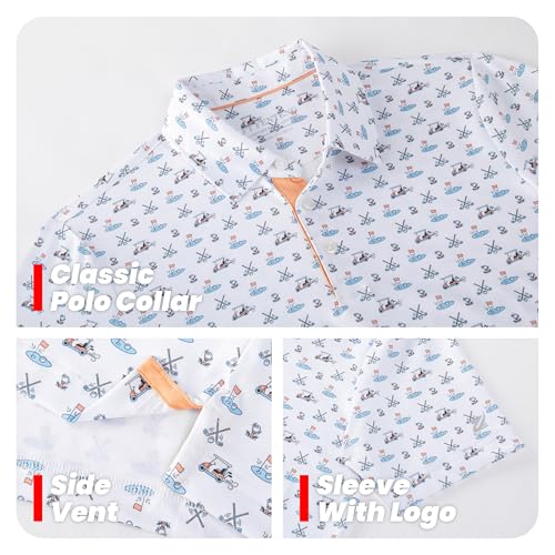 Boys Polo Shirt Short Sleeve Performance Dry Fit Stretch Funny Print Active Casual Collared Golf Shirts for Boy4