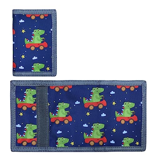 Image of AI-DEE RFID Trifold Canvas Outdoor Sports Wallet for Kids - Front Pocket Wallet with Magic Sticker (Black2)