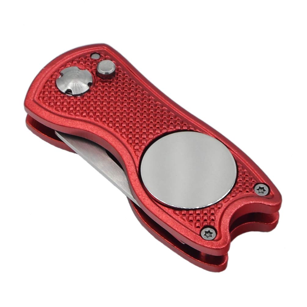 Links – Strumento Pieghevole Per Riparazione Divot Da Golf Con Indicatore Magnetico A Sfera E Pulisci Scanalature (acciaio Inox, Drip Monocromatico) - 4