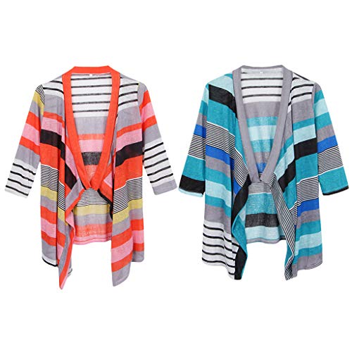 menolana Feminino 3/4 Manga Aberta Na Frente Kimono Cardigan Drape Cardigan Casaco Leve - M vermelho