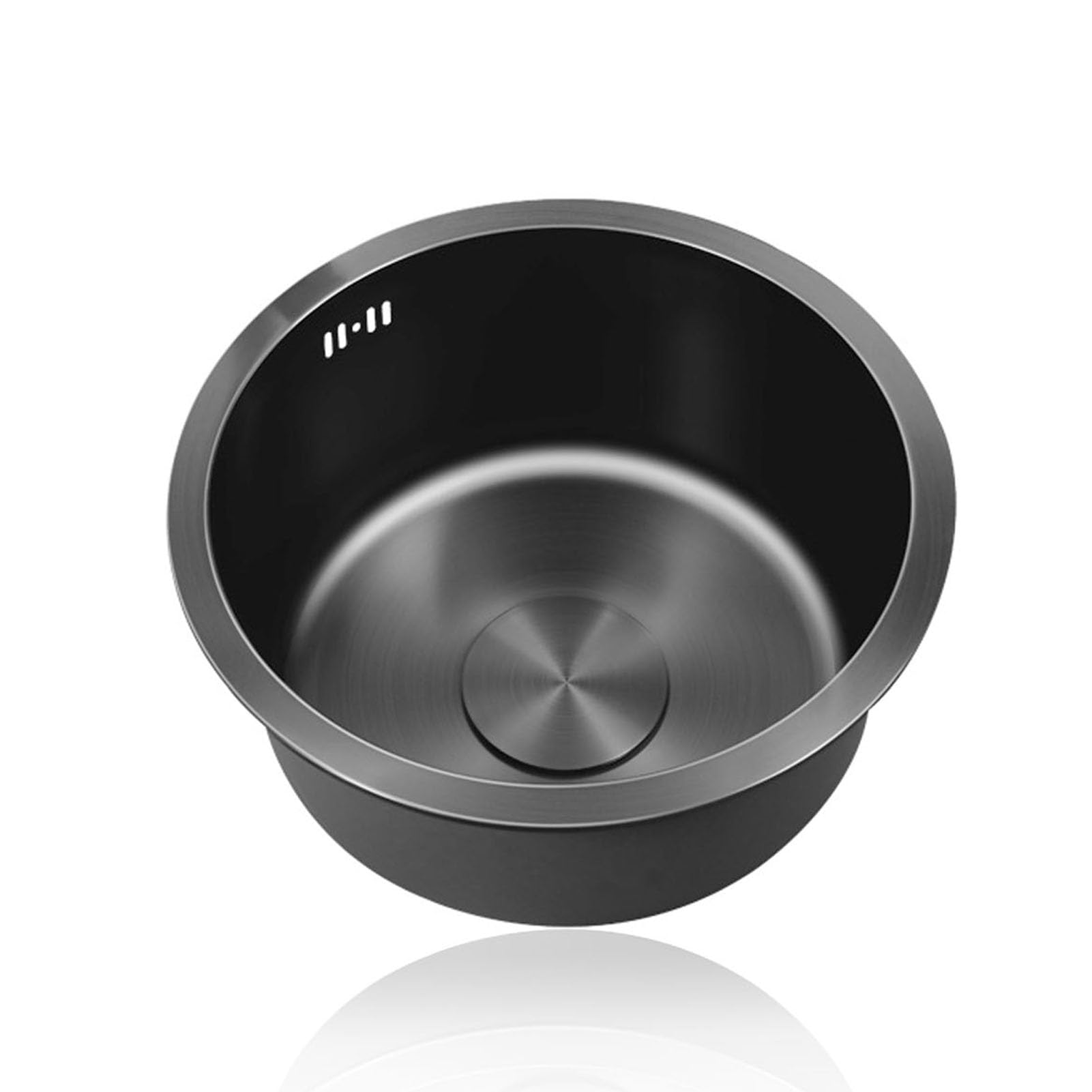 Gkirqvpe One Color Round Stainless Steel Sink, 304Ss Small Kitchen Sink Black Nano 30-45Cm Overflow Undermount Topmount For Campervan Bar(Ø 42Cm)
