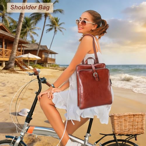 Banuce Convertible Leather Backpack Women