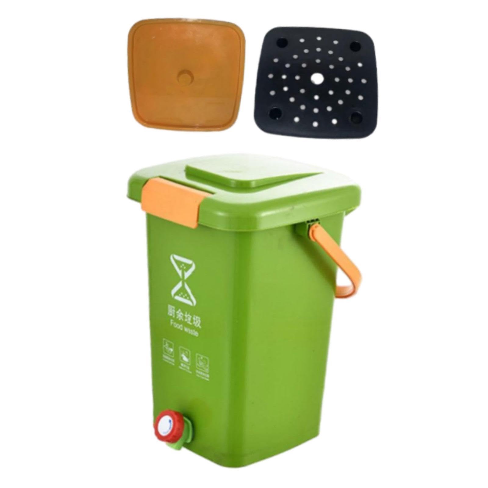 Seau à compost pour déchets de cuisine élégant pour garde-manger, comptoir de maison, L, vert