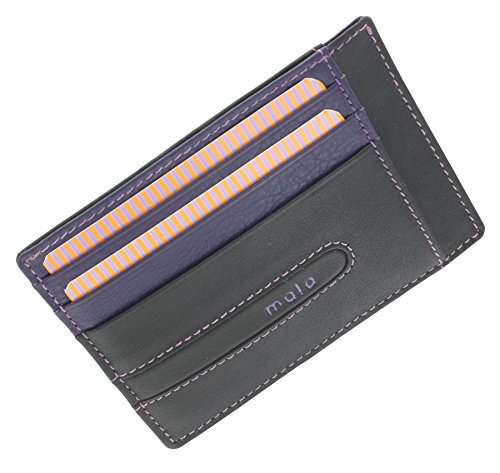 Preisvergleich Produktbild Mala Leder AXIS-Kollektion, Kreditkartenhalter Kreditkartenetui, schmal, 615_42 Schwarz / Lila