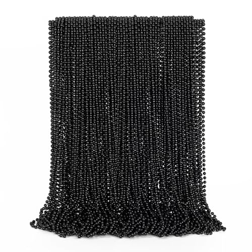 Image of 72PCS Mardi Gras Bead Necklace, Halloween Black Bead Necklaces Stuff Accessories, 33 inch Mardi Gras Beads Necklace Costume, Festival Parade Throw for Halloween Wedding Party Events Supplies Decorations