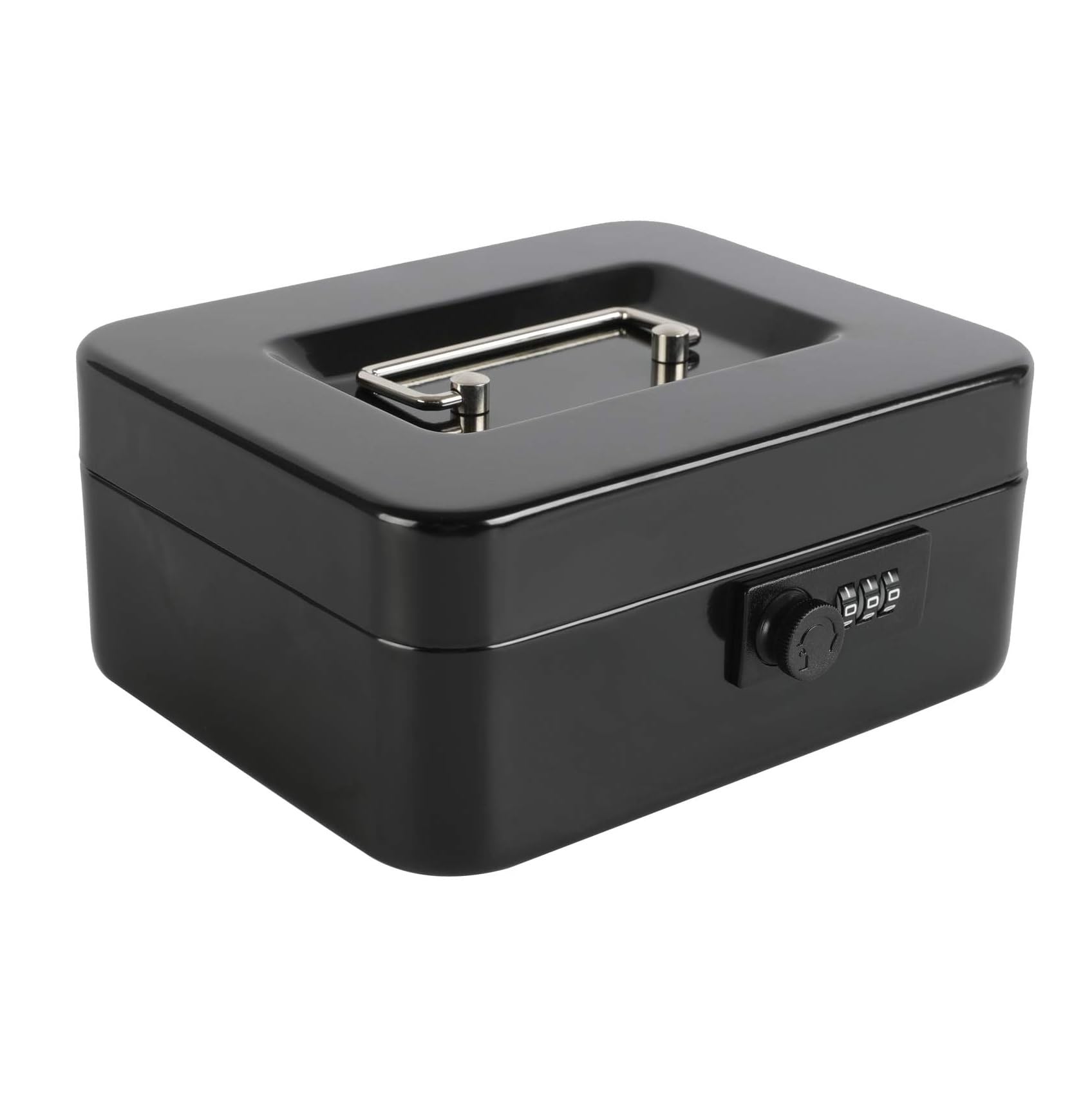 Caja de seguridad, caudales, Fuertes de escritorio portátil almacenamiento Bloqueo de contraseña 3 dígitos Caja de efectivo (15.2x11.5x8cm, Negro)
