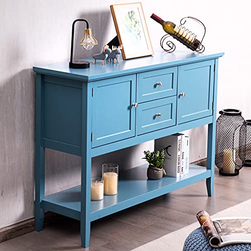 Loko Buffet Cabinet With Storage, Multifunctional Console Table With Ample Storage Space, Sideboard With Drawers For Kitchen, Dining Room, Living Room Or Entryway, 46 X 15 X 34 Inches (Blue) #TOP1