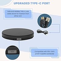 Vista 7 de fotoconic Soporte de exhibición giratorio motorizado eléctrico negro, 14 pulgadas/13.8 in de diámetro, carga centrada de 110 libras para exhibición