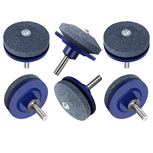 Xigeapg 6 Packs Lawn Mower Blade Sharpener Lawn Mower Sharpener for Any Power Drill Hand Drill by Carftmen (6 Pcs Blue)