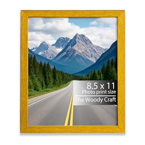 Image of Photo Frame 8.5x11 Letter Size | Cheerful Yellow Photo Frames For Wall Decor | Wall Frames That Brighten Any Room | Classic Wooden Photo Frame | Yellow Frames For Wall Decor | Wedding Photo Frame