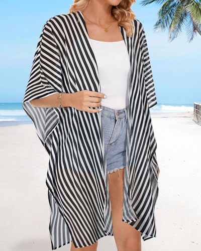 Image of Women's Kimono Beach Cover up for Summer Bathing Suits Cardigans Casual Loose Swimwear 2026