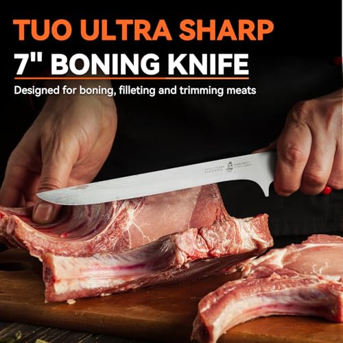 TUO Boning & Filleting Knife 7 Inch German High Carbon Stainless Steel Kitchen Fish Knife, Full Tang Pakkawood Handle Black Hawk Series - Image 4