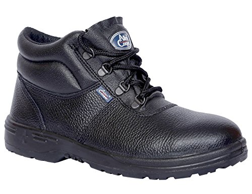 Allen Cooper AC-1144 High Ankle DIP-PU Sole, Safety Shoe (Black, Size 8)