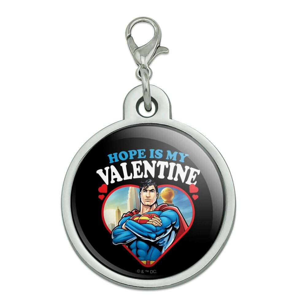 Superman Hope is My Valentine Chrome Plated Metal Pet Dog Cat ID Tag - Large