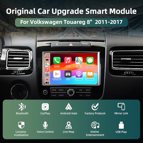 Image of Wireless Carplay Android Auto Adapter for VW Touareg 2011-2017 with 2.4G /5.8G WiFi and Bluetooth 5.0, Carplay Retrofit Kit Decoder for VW Touareg 2012 2013 2014 2015 2016 with Mirrorlink, Siri, GPS