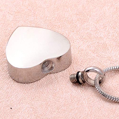 Silver Ashes Urn Necklace Stainless Steel Heart Cremation Ashes Jewelry Memorial Pendant for Daughter2