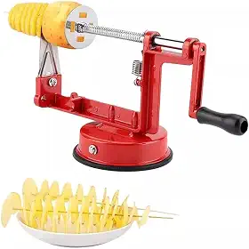 Máquina Cortar Batata Manual em Espiral Legumes Frutas Verduras Fatiador Chips no Palito Espiralizador Inox para Batatas e Legumes Cortadore de Batatas