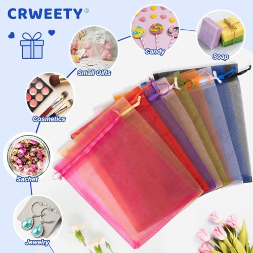 Image of Crweety Royal Blue Organza Bags 8x12 Inch 50 Pack, Large Mesh Gift Bags for Jewelry Sachet, Elegant Small Mesh Bag Drawstring for Candy Wedding Party Favor, Bridal Shower, Baby Shower & Graduation