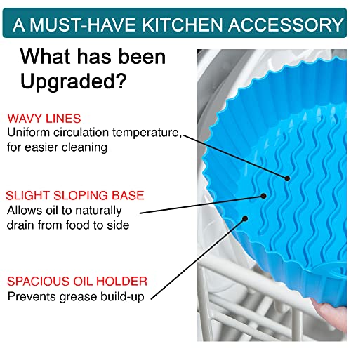 Dthome3 2Pcs Silicone Air Fryer Liners For 3 To 5 Qt | Round Air Fryer Silicone Liners | Air Fryer Silicone Basket Bowl , Non-Stick, Reusable & Heat Resistant | Easy Clean-Up Solution For Air Fryers (7.8 In, Red+Blue) #TOP2