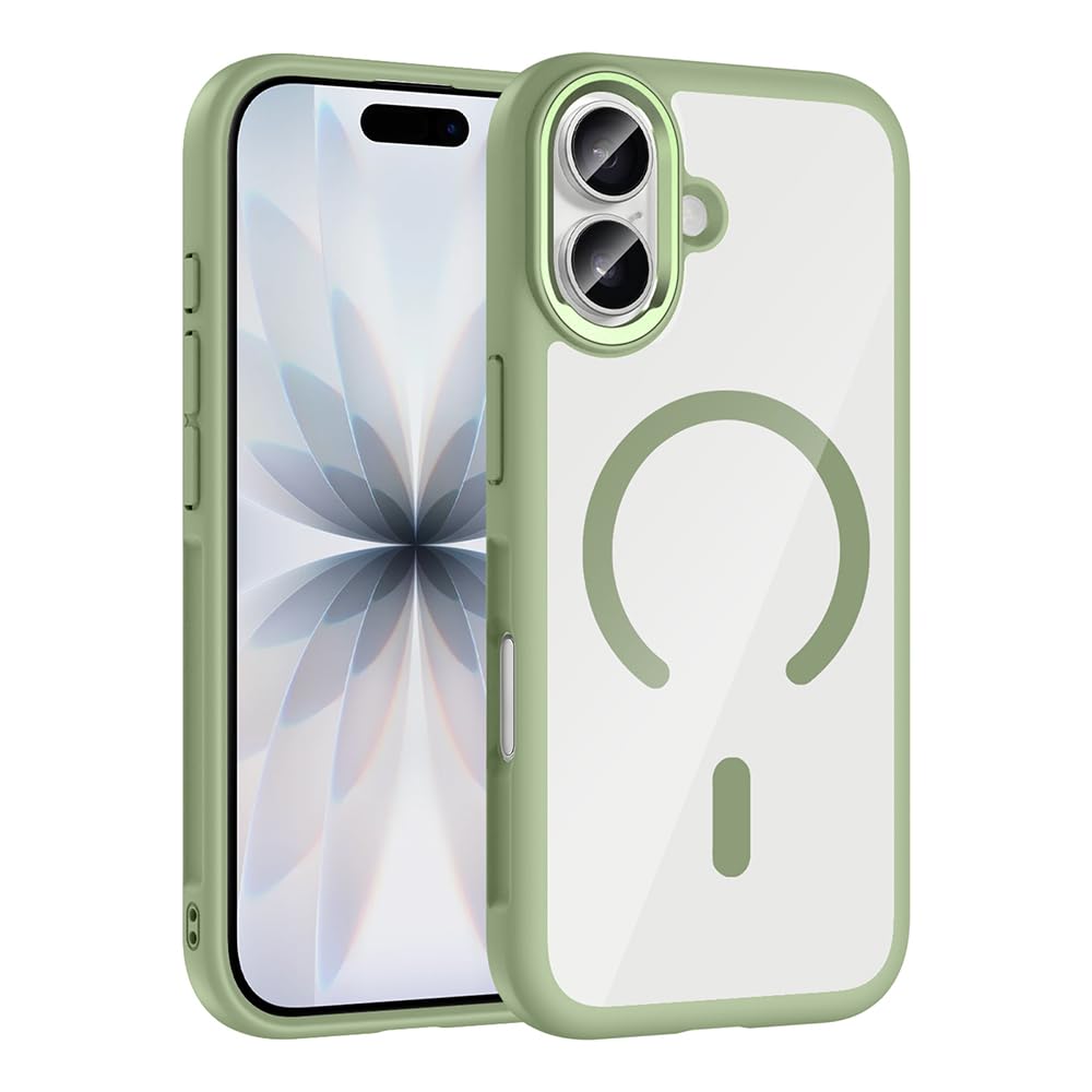 Zore Apple ile uyumlu iPhone 17 Kılıf M-Safe Şarj Özellikli Metal Kamera Çerçeveli Zore Tiko Kapak Yeşil