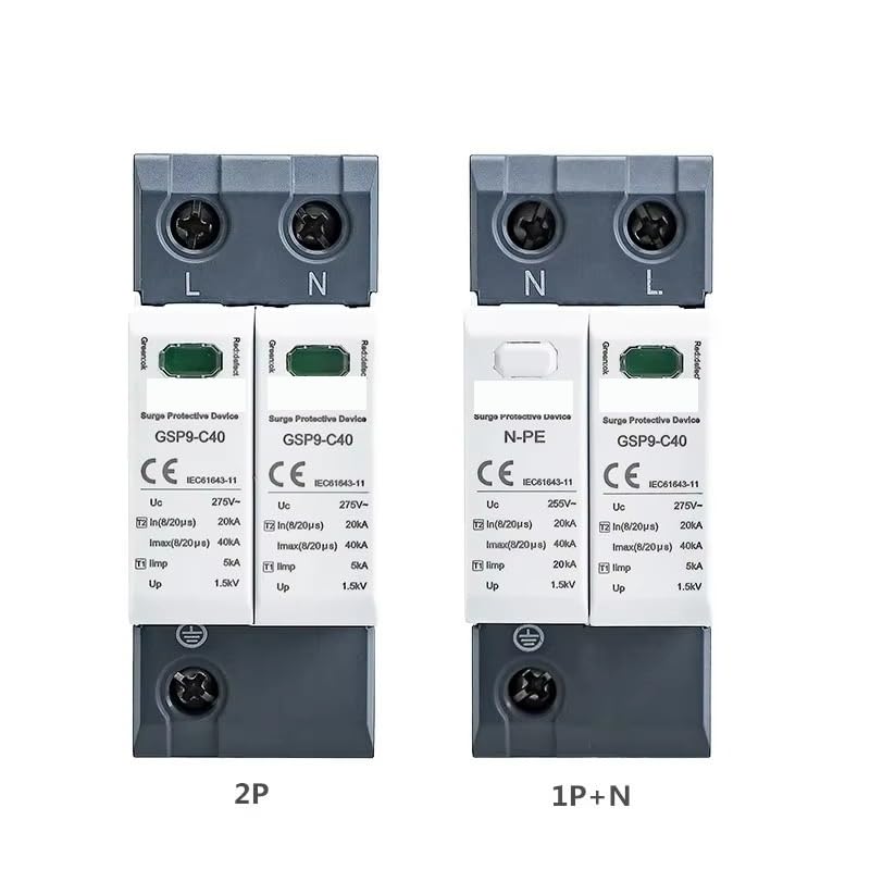 GSP9 Power Surge Protective Device SPD Arrester 1/2/3/4 Pole Surge Voltage Protection 275V 385V 400V 440V 40KA(AC400V,3P with N)