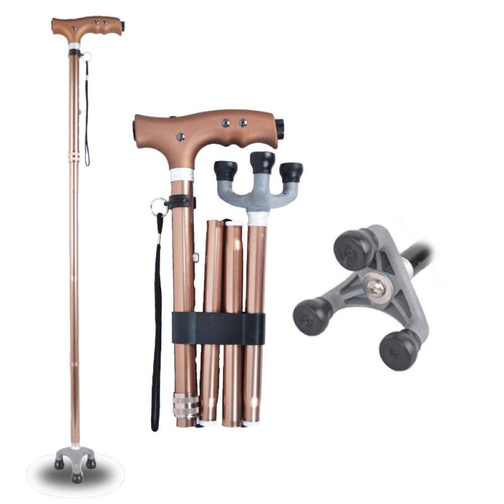 QUNINE Bastón Extensible Plegable de Altura Ajustable para Hombres y Mujeres, bastón de Aluminio Plegable con luz LED