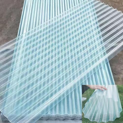 Altovexis Polycarbonate Roof Panels Clear Corrugated Plastic Roofing Splicable Plastic Sheets UV Resistant Greenhouse Shed Canopy Insulation Day Lighting Panels Easy Cut 4 PCS 3x3.2ft
