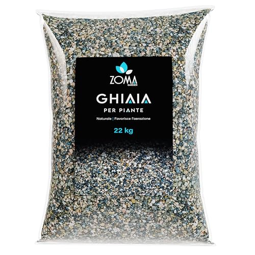 zoma ghiaia per piante in vaso 3-8 mm sacco 22kg, ghiaia per giardino e spazi esterni inerte naturale per drenaggio e decorazione - made in italy