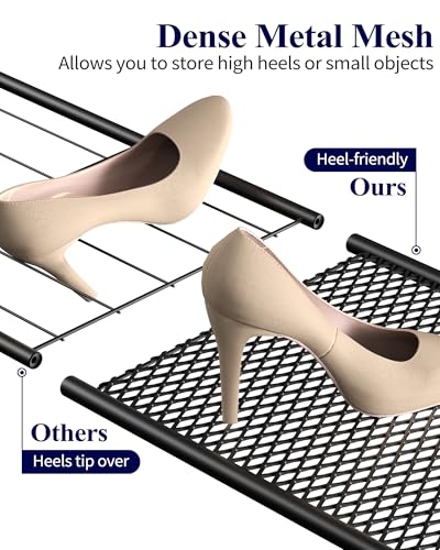 Kitsure Shoe Rack - 4-Tier Shoe Organizer with Wooden Top & Leveling Feet, Easy-Assembly, Rust-Resistant Metal Shoe Shelf for Closet, Entryway, Bedroom, 29.5" x 11.4" x 24.8", Brown - Image 6