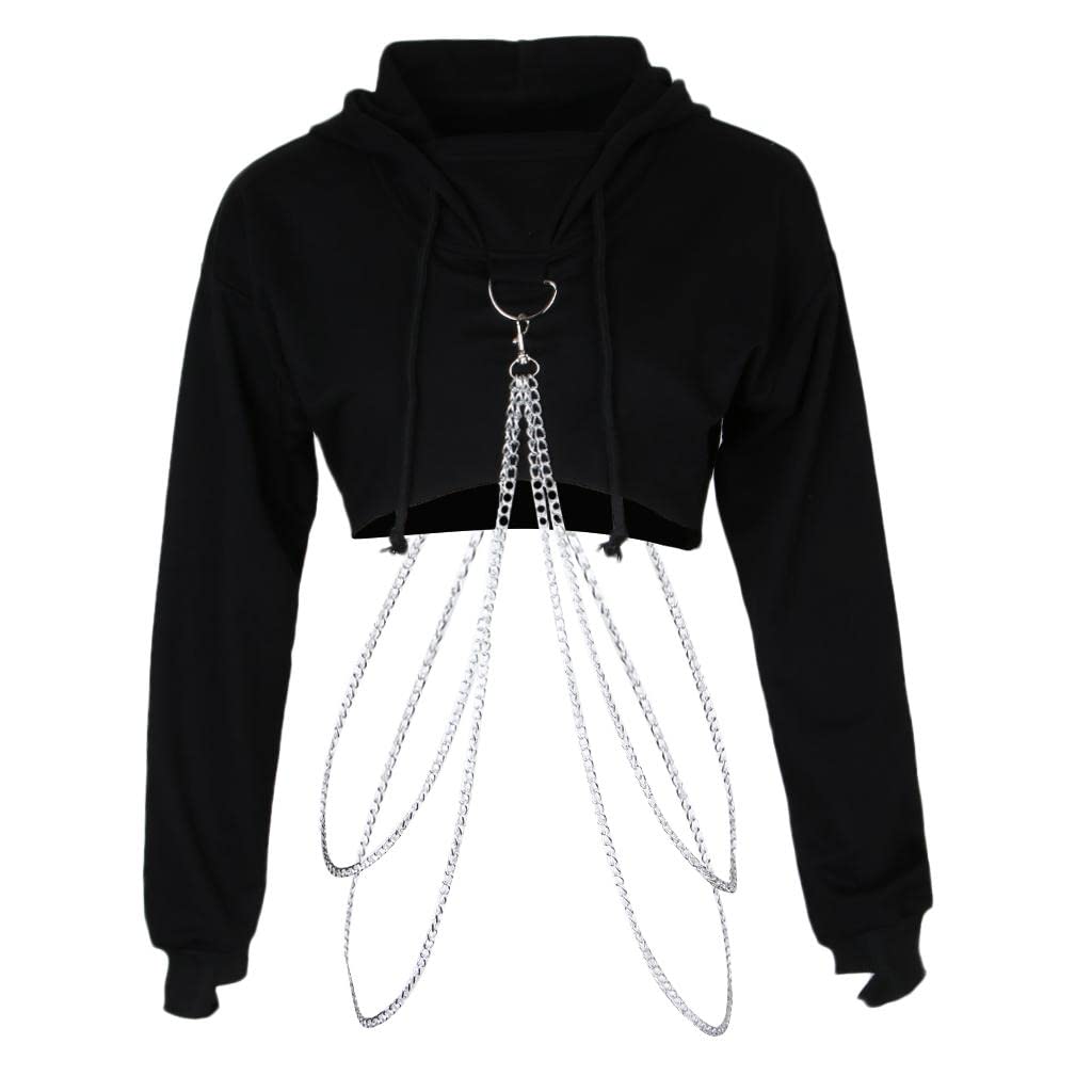 Womens Teen Crop Top Fashion Pullover Hooded Jumper Sweatshirts Club Shirts-image-46
