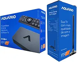 Conversor Aquário Antena Digital HDTV Interna/Externa com Conversor Digital, Cabo 2,5m, Super Compacta, Full HD