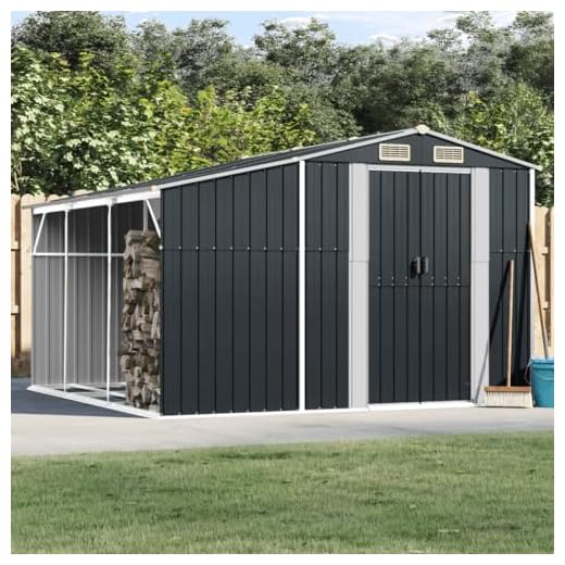Gecheer Capanno da Giardino per Esterno con Portalegna, in Acciaio Zincato, Casetta Attrezzi in Metallo, Antracite, 277x279x179 cm