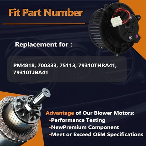 Image of HVAC A /C Heater Blower Motor Compatible with Honda CR-V 2017-2023, Odyssey & Subaru Crosstrek, Impreza 2017-2022, PM4818, 700333