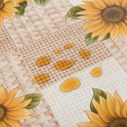 Xikaywnt Round Vinyl Tablecloth with Umbrella Hole and Zipper, Fitted Table Cloth 100% Waterproof Wipe Clean PVC Table Cover for Outdoor Picnic and Patio, 40" - 44", Sunflower by Xikaywnt - Used condition - Image 7