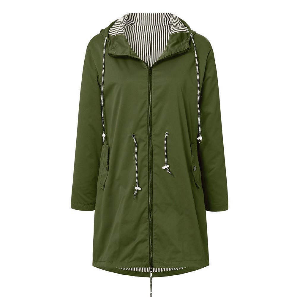 Generico Giacca Impermeabile Donna Lungo con Cappuccio Giacca Antivento Antipioggia Antivento Giacche Antipioggia Traspirante Leggera Giacche a Vento per All'aperto Campeggio e Trekking, Taglie S-5XL