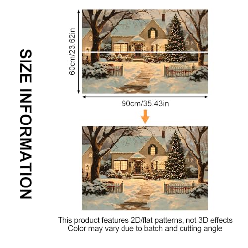 Image of Snowy Christmas House Backsplash Peel and Stick, 35.4x23.6 in