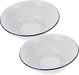 PHENOFICE 2 Cuencos Esmaltados Para Mezclar, Cuencos Esmaltados Para El Hogar, Cuencos Esmaltados Para Cocina, Cuencos Esmaltados Para Ensaladas, Cuencos Para Manteca, Cuencos Para Sopa,