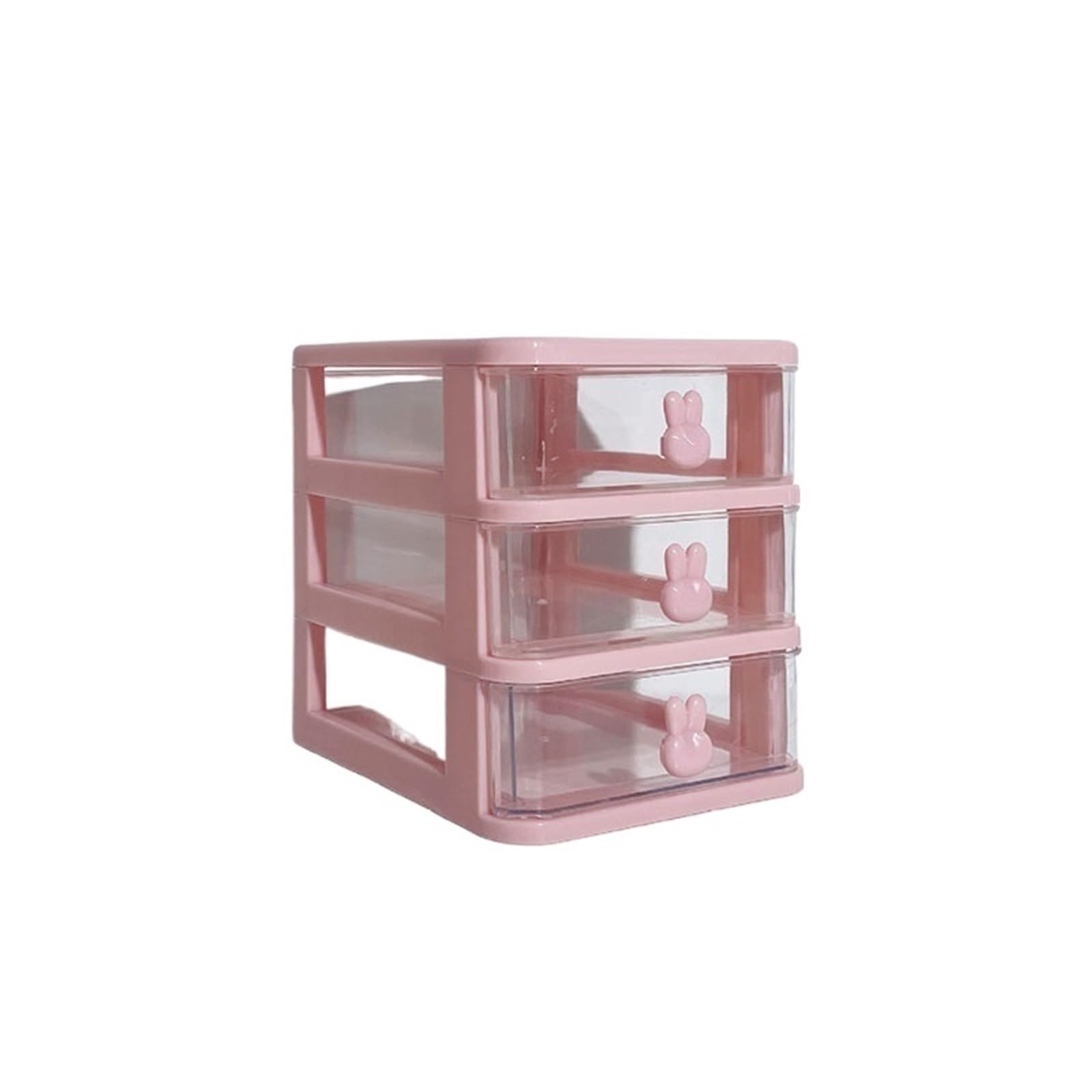 XUCZHAI Multifunctional Desktop Storage Drawer Box With Holder Rack Multi-layer Jewelry(Three layers pink)