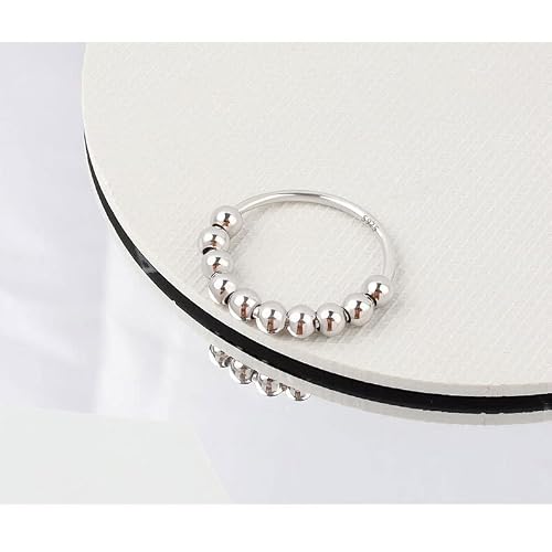 VQYSKO Anti Anxiety Rings for Women, Anxiety Relief Rings Gold Fidget Ring Fidget Spinner Anxiety Ring for Girls Men, size 5-12 (Silver, 11) - Thumbnail 3