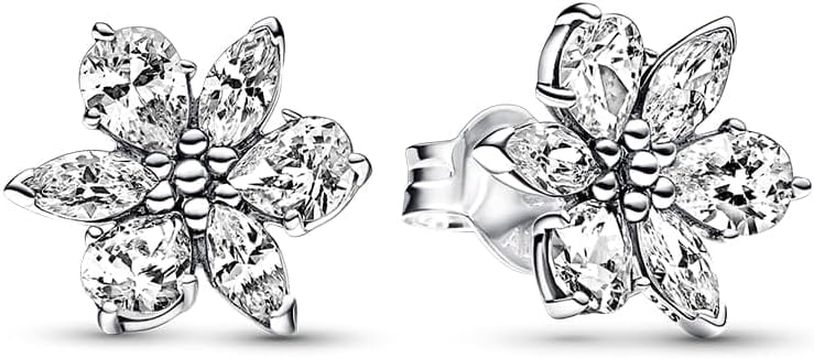 PANDORA Sparkling Herbarium Cluster Stud Earrings - Gift for Her - Sterling Silver Stud Earrings with Clear Cubic Zirconia - Jewelry for Women - With Gift Box