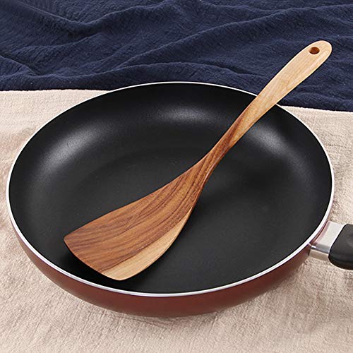 Image of 6 pcs Best Wooden Kitchen Utensils Non Stick Cooking Spoons Wood Spatula Serving Spoon Soup Ladle Utensils Set