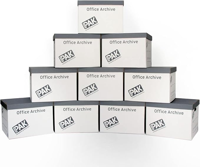 StorePAK Office Archive/Storage Cardboard Boxes & Lids Pack of 10. Good